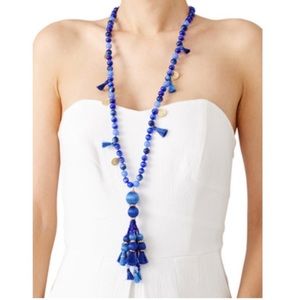 Kate Spade blue tassel necklace and earring set